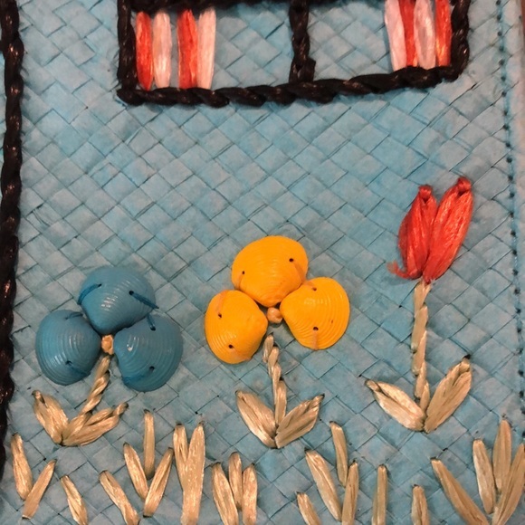 Lulu Guinness
"House" Purse Turquoise and Red Straw Satchel
10"L x 3"W x 10"H - Picture 8 of 15